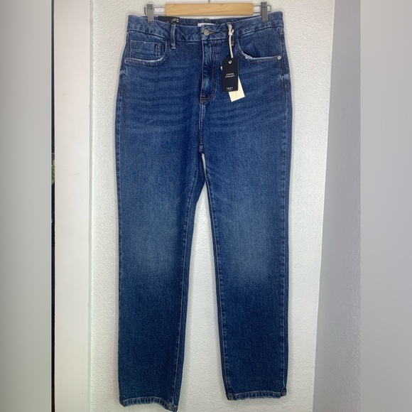 New Forever 21 dark blue denim jeans Curved Straight mid rise curvy fit - Picture 1 of 7